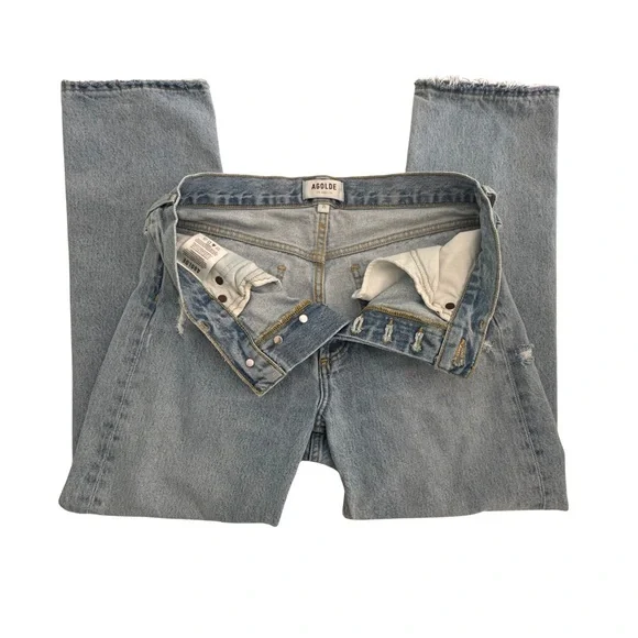 AGOLDE Parker Jean High Rise Straight Crop Button Fly Raw Hem Women’s 25 - Picture 5 of 10